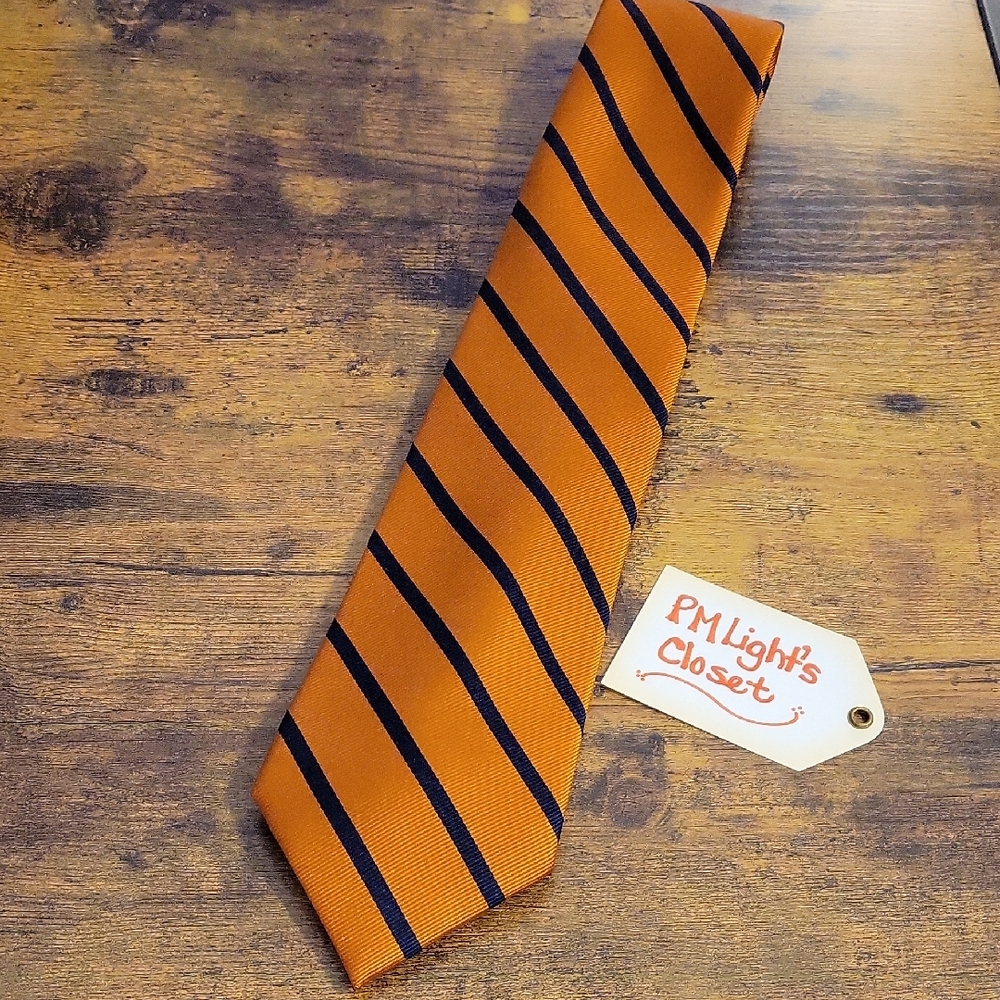 Saddlebred Bold Orange and Navy Blue Tie Diagonal Stripe
